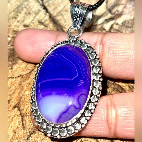 Purple Botsawana Agate Pendant 2” - Picture 2 of 8